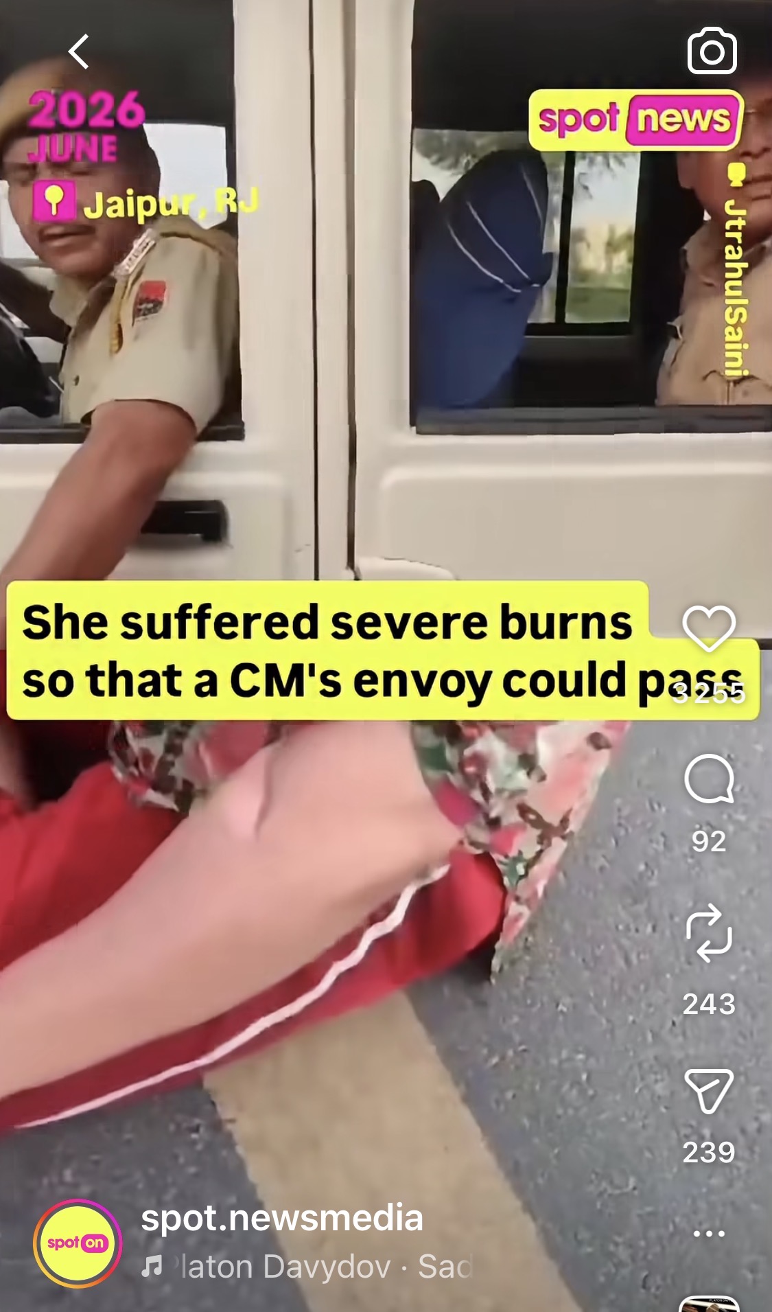 Spot On story screenshot about a civic incident in Jaipur